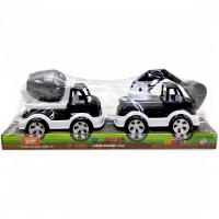 Набір пластикових машинок Mini Matiki (бетонозмішувач, екскаватор) чорно-білий Bamsic 002/9