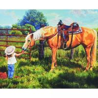 Алмазна мозаїка Кінь і маленька принцеса, 30х40 см Strateg HEG88139