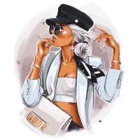 Картина за номерами Стильна дівчина в білому Оптифрост 0010