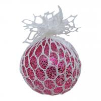 Антистрес Мʼячик-мозок Mesh Squish Game (6 см), блискітки, рожевий MIC MS-541