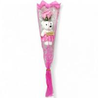 Подарунковий набір (пелюстки квітки з мила) Ведмедик з трояндою, рожевий MIC CN864