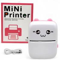 Термопринтер Котик, Bluetooth, USB-кабель, термопапір,1 рулон (біло-рожевий) MIC 2699JX