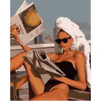 Картина по номерам Гламурна дівчина з газетою 40х50 см Оптифрост 0157