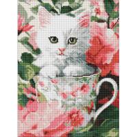 Алмазна мозаїка "Квітковий кіт" ©art_selena_ua AMO20517, 30х40 см