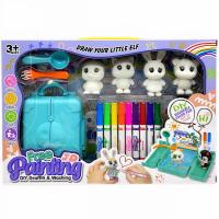 Набір для творчості DIY Graffiti and Washing: Тваринки, 4 флоксові фігурки , 9 фломастерів, бокс-ванночка, щіточка MIC 831