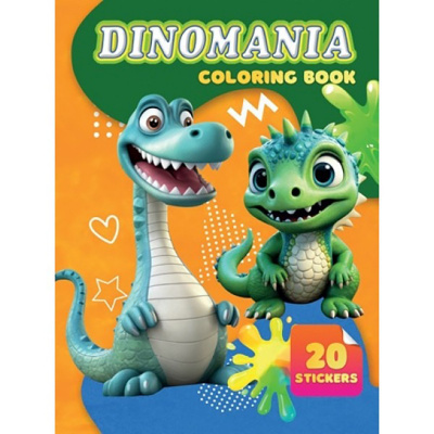 Дитяча розмальовка Dinomania А06012503, 20 наліпок А4