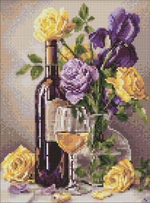 Алмазна мозаїка - Вино та букет квітів ©art_selena_ua Ideyka AMO20221