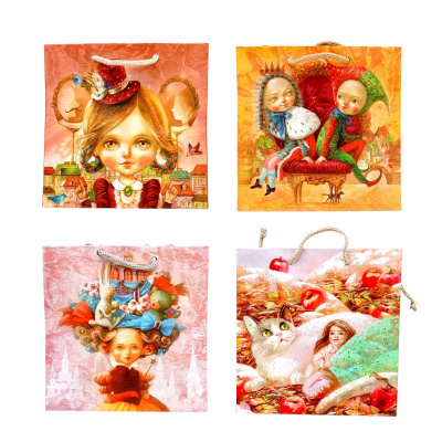 Пакет паперовий 16*16*7см, мікс видів Art studio of Happiness M18198-18201