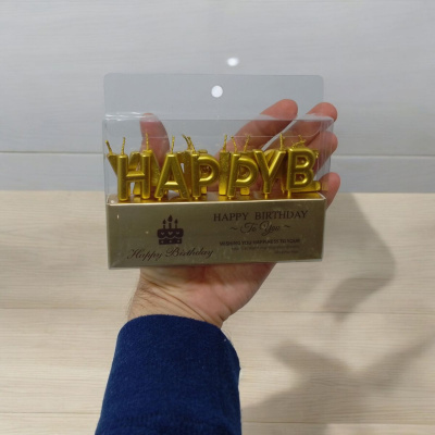 Свічки для торта літери Happy Birthday (золото) MIC 7575-6-GЛК=TL-1052