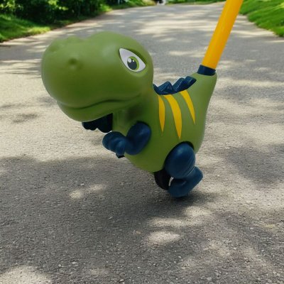 Каталка дитяча Динозавр, з ручкою (зелений) MIC 361