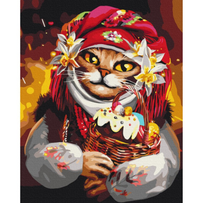 Картина за номерами "Великодня киця"  ©Маріанна Пащук BS53428  Brushme 40х50 см