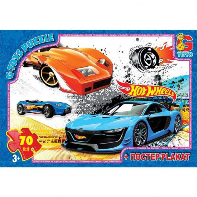 Пазли Hot Wheels + постер, 70 елем. Gtoys FW771