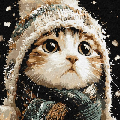 Картина за номерами - Сніговий котик ©art_selena_ua, 40х40см Ideyka KHO6847