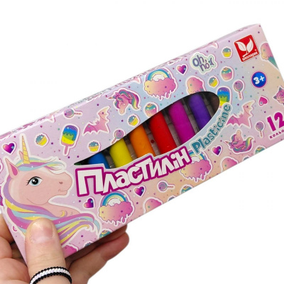 Пластилін круглий восковий Unicorn 12 кольорів школярик 303221007-UA