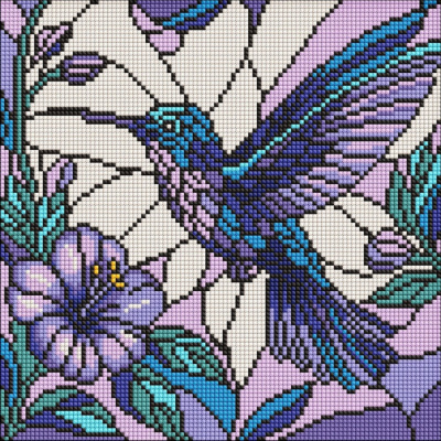 Алмазна мозаїка "Вітраж. Колібрі" ©art_selena_ua AMO8319, 30х30 см