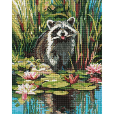 Алмазна мозаїка "Єнот у ставку" ©art_selena_ua AMO20312, 40х50 см