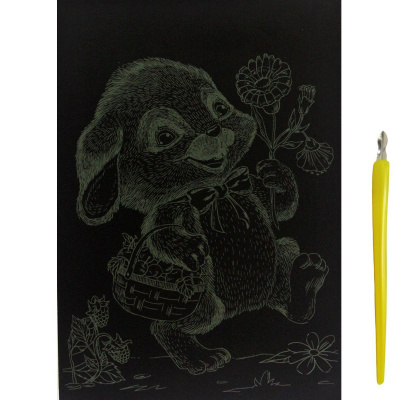 Гравюра Gold Metallic: Зайчик із кошиком (А5) Економ Danko toys ГрА5
