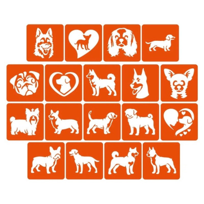Набір трафаретів для біо-тату "Собаки" Fresh Tattoo dogs-5x5-18