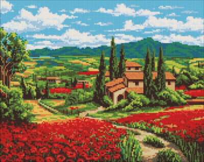 Алмазна мозаїка - Макове поле біля будинку ©art_selena_ua Ideyka AMO20533