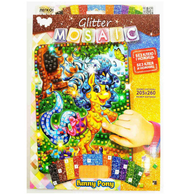 Набір для творчості Блискуча мозаїка: Поні, жовтий Dankotoys БМ-03-07