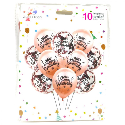 Набір повітряних куль Happy birthday 10шт*30см, рожеві Z.Y. BALLON 42146