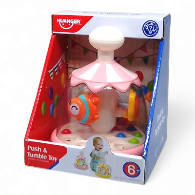 Дитяча іграшка Дзига: Push & Tumble Toy, з кульками (рожева) HUANGER HE8086