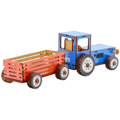 Деревʼяний 3D конструктор Трактор 69 деталей PuzzleOk Puz-00933