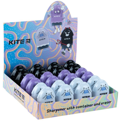 Точилка з контейнером та гумкою Faces, асорті Kite K24-365