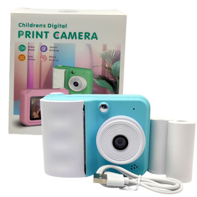 Фотоапарат-принтер (СИНІЙ) (відео зйомка, MP3-плеєр, ігри, HD екран) MIC C72976