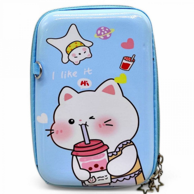 Сумочка дитяча на блискавці Аніме. Кіт, блакитна MIC C68993