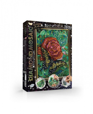 Алмазна живопис DIAMOND MOSAIC, Метелик на квіточці Dankotoys DM-02-08