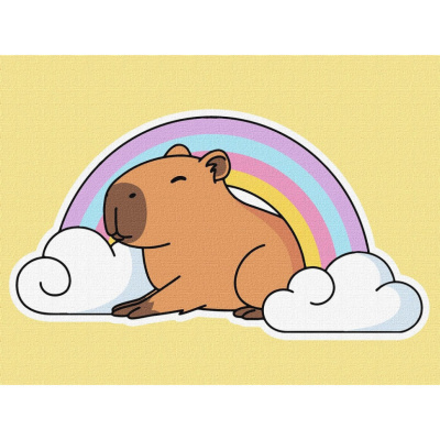 Картина за номерами "Капібара і веселка" ©art_selena_ua KHO6747, 30х40 см