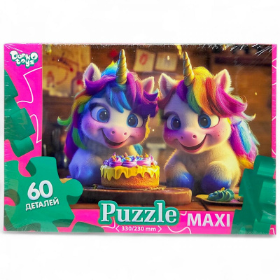 MAXI PUZZLE 60 ЄДИНОРОГИ З ТОРТОМ Danko toys Mx60-11-01,02,03,04...16