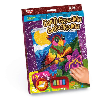 Розфарбування глітером за номерами Папуга Dankotoys РГН-02-04