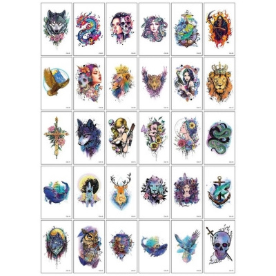 Набір тимчасових тату "Кольорові міні №5" color-tattoo-mini-set-5-30-CSA30, 30 штук, розмір 9,5 х 9,5 см