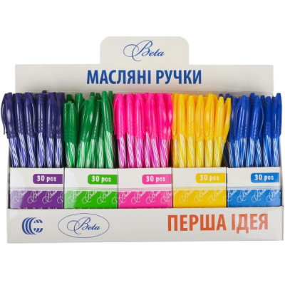 Ручка масляна "Beta" 95489, CR8010-150, 0,7 мм, мікс кольорів, синя