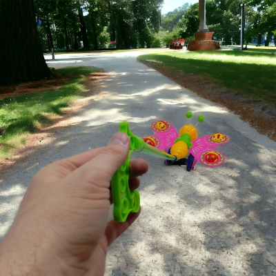 Каталка з ручкою Метелик, з брязкальцем MIC 198-2