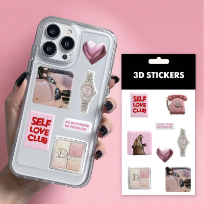 Набір 3D стікерів Pink lover (8 стікерів) Tattooshka SB-40