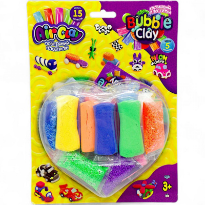 Набір пластиліну Air Clay+Bubble Clay, неон Dankotoys ARBB-03-01,02