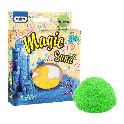 Кінетичний пісок Magic Sand, з формочкою, 150 г (зелений) Strateg 39305