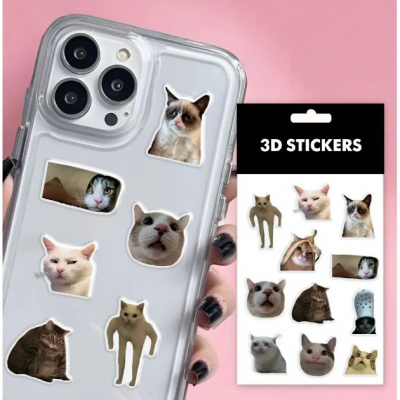 Набір 3D стікерів Сats mood mems (6 стікерів) Tattooshka SB-56