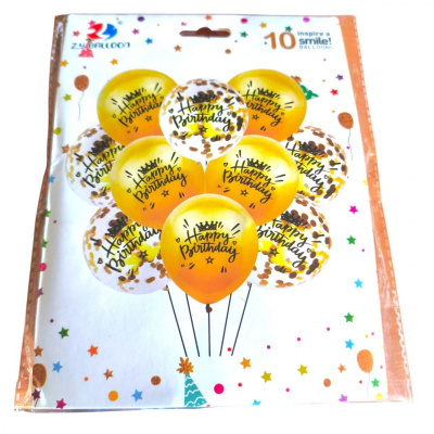 Набір повітряних кульок Happy birthday 10шт*30см, золоті Z.Y. BALLON 42148