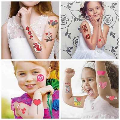 Набір тимчасових тату "Кохання №3" Love-tattoo-mini-set-2-10, 10 штук, розмір 12 х 7 см