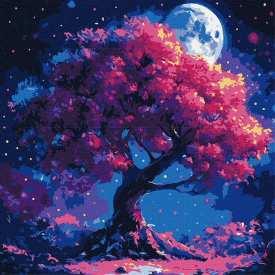 Картина за номерами "Силует дерева" ©art_selena_ua KHO6384, 40х40 см
