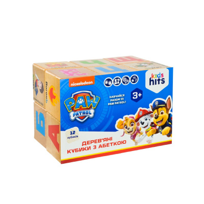 Деревʼяні кубики Paw Patrol/Щенячий патруль, 12 шт (укр) Kids hits KH20/046