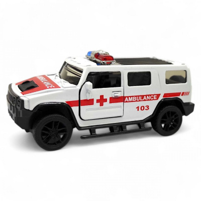 Машинка металева АВТОПРОМ. HUMMER AMBULANCE (БІЛА) Автопром AP4388