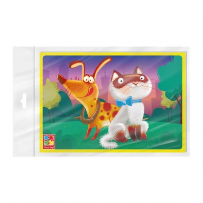 Гра розвиваюча мʼякі пазли А5. Котик та песик. Vladi Toys VT1104-20