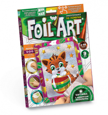 Аплікація різнобарвною фольгою FOIL ART, Котик Dankotoys FAR-01-09