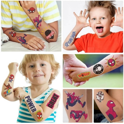 Набір тимчасових тату "Людина-павук" Fresh Tattoo Spiderman-tattoo-mini-set-1-10, 10 штук, розмір 12 х 7 см