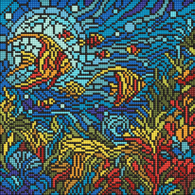 Алмазна мозаїка "Вітраж. Морський світ" AMO8324, 30х30 см